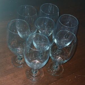 Clear Glass Goblet Set - 7-Piece Stemmed Drinking Glasses